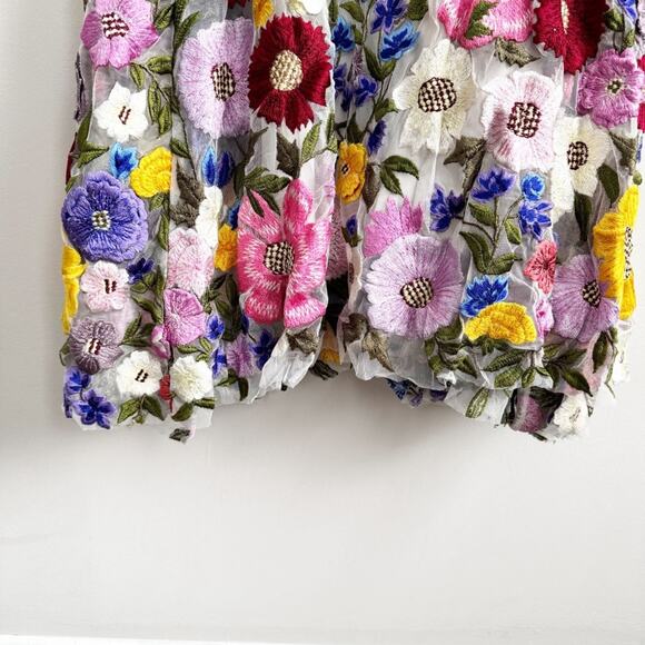 Rachel Gilbert Nya Floral Hand Embroidered Gown Textured 10 US - Picture 7 of 14